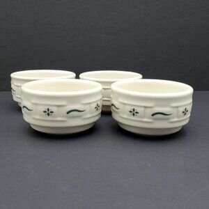 Longaberger Woven Traditions Heritage Green Stackable Custard Cups Ramekins